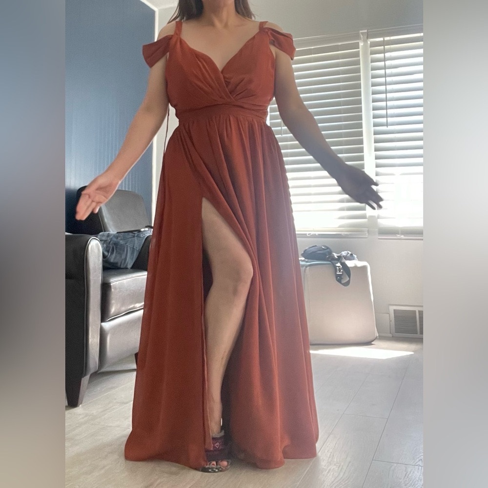 Burnt Orange Braidmaid or Any Occassion Chic Rust Dress Gorgeous